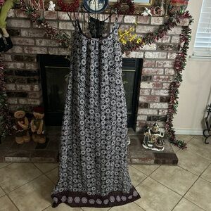 Joe Elle Maxi Dress Womens Size M Side Slit Lace Racerback Peasant Boho